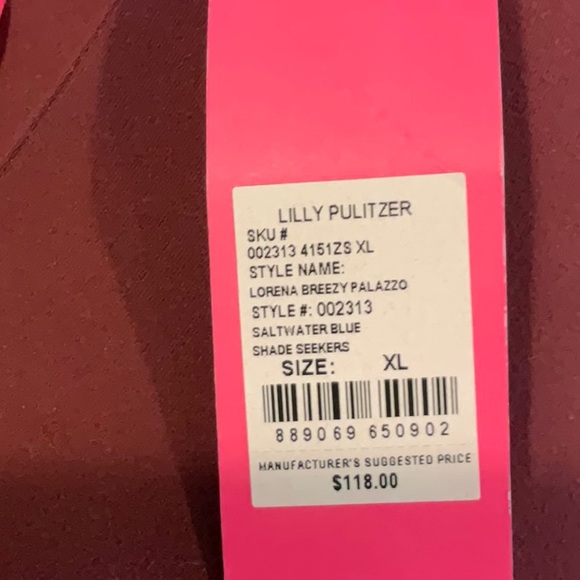 NWT Lilly Pulitzer Lorena Breezy Palazzo Pant - Saltwater Blue Shade Seekers -XL - Picture 4 of 4